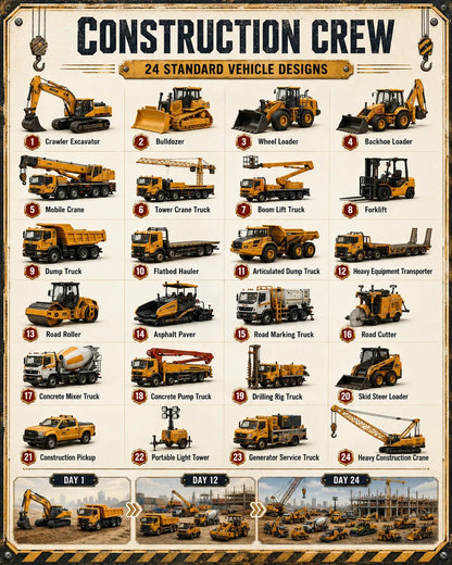 🎄 Vehicle Advent Calendar – 24 Construction & Farm Vehicles