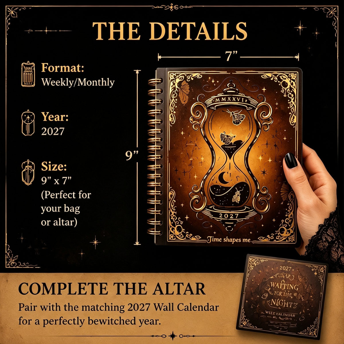 🌙2027 Gothic Weekly Planner – Waiting for the Night Moon & Witchy Organizer ✨