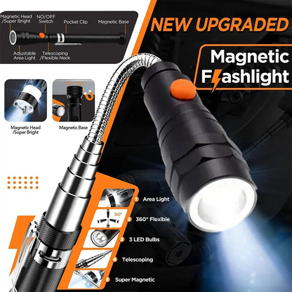 Extendable Magnetic Pickup Tools - Telescoping Magnet with LED Flashlight Gifts for Men, Fathers Day Mens Gifts from Daughter Son, Birthday Gifts for Men Dad Him