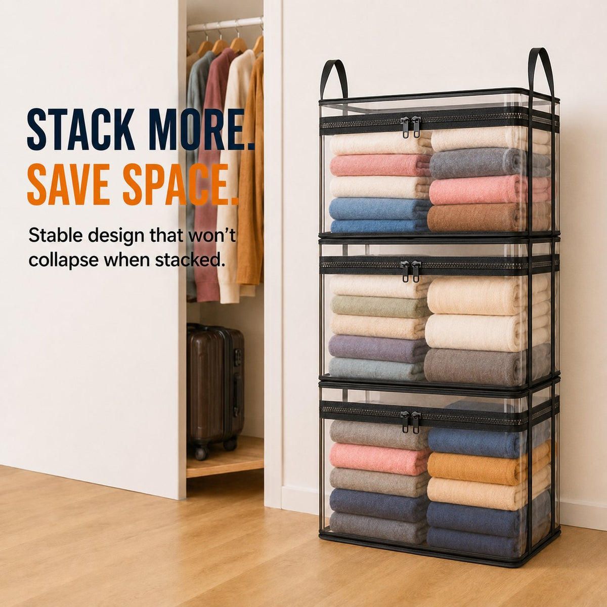 🧺 Large Clear Storage Bags – Foldable Clothes & Bedding Organizers ✨