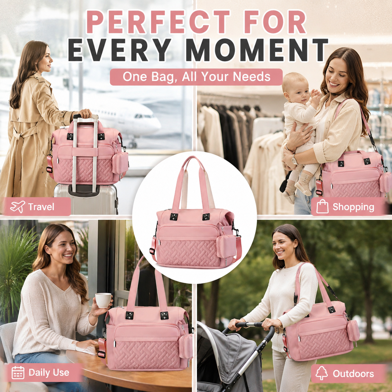 ✨ Chic Quilted Waterproof Large Capacity Travel & Lunch Tote Bag
