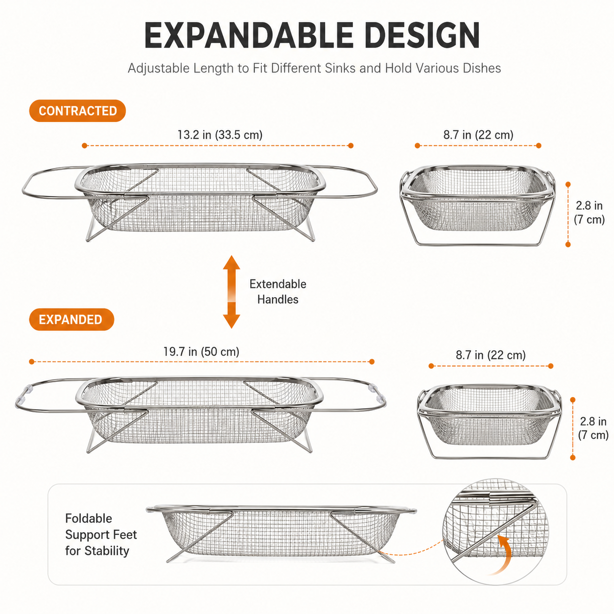 🔥50% OFF TODAY💦 Expandable Over-the-Sink Strainer Basket