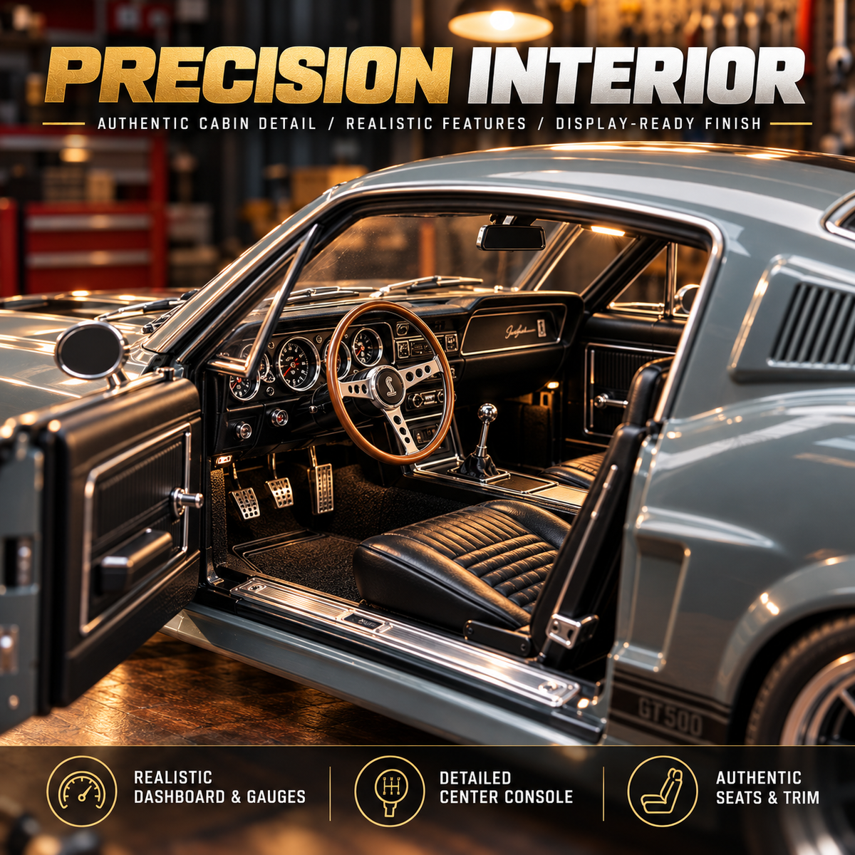 🔥TODAY 49%🏎️ 1967-Inspired GT500 Fastback DIY Model Car Kit – Build & Display