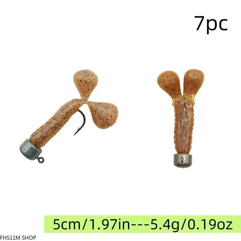 7-Piece Shrimp-Shaped Soft Plastic Worm Fishing Lure Set – Lead-Free Drop-Shot Bait with Realistic Action
