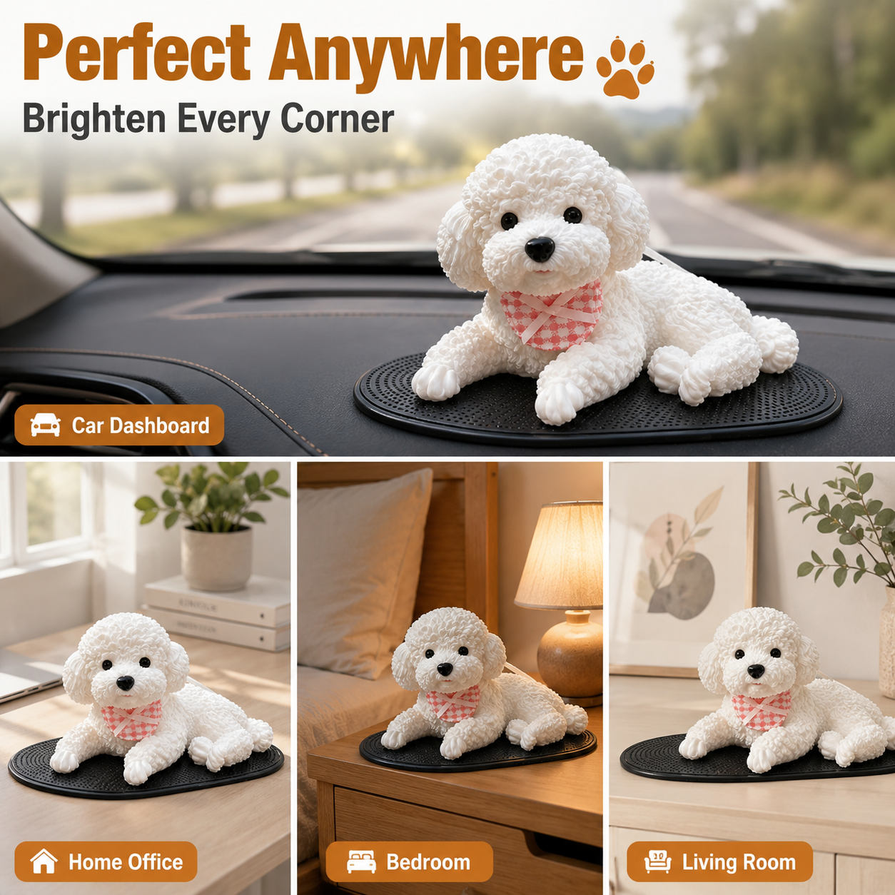 ✨ Squishy Poodle Car Dashboard Ornament | Cute Stress