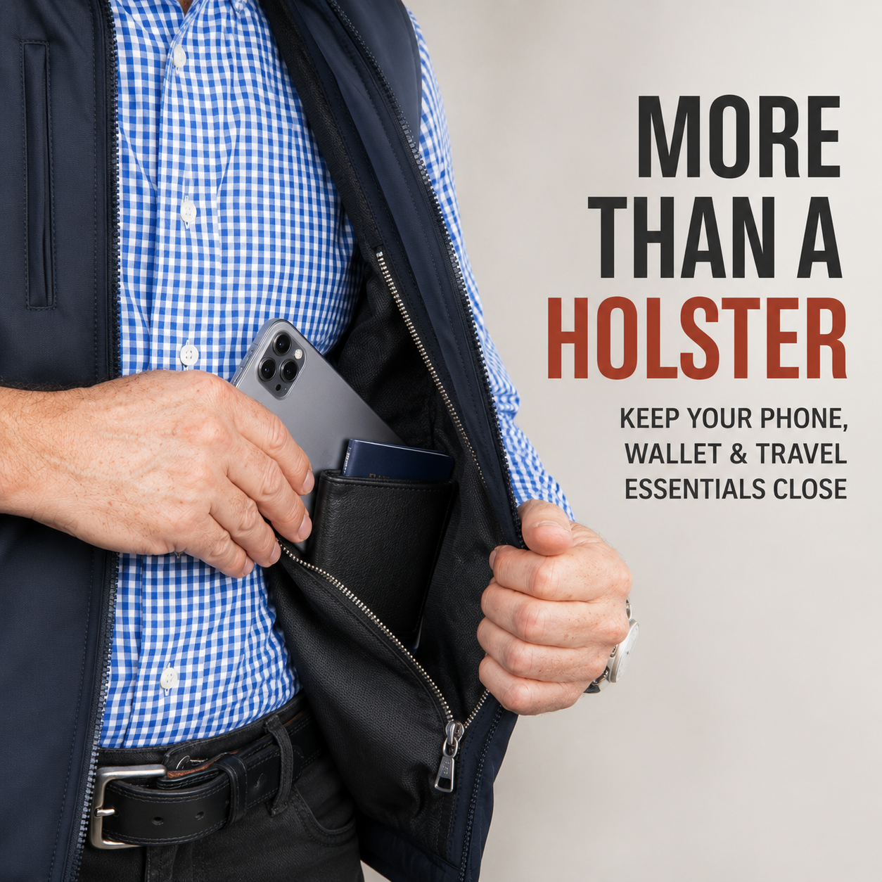 Men’s Everyday Concealment Vest – Dual-Side Built-In Holster & Inner Storage