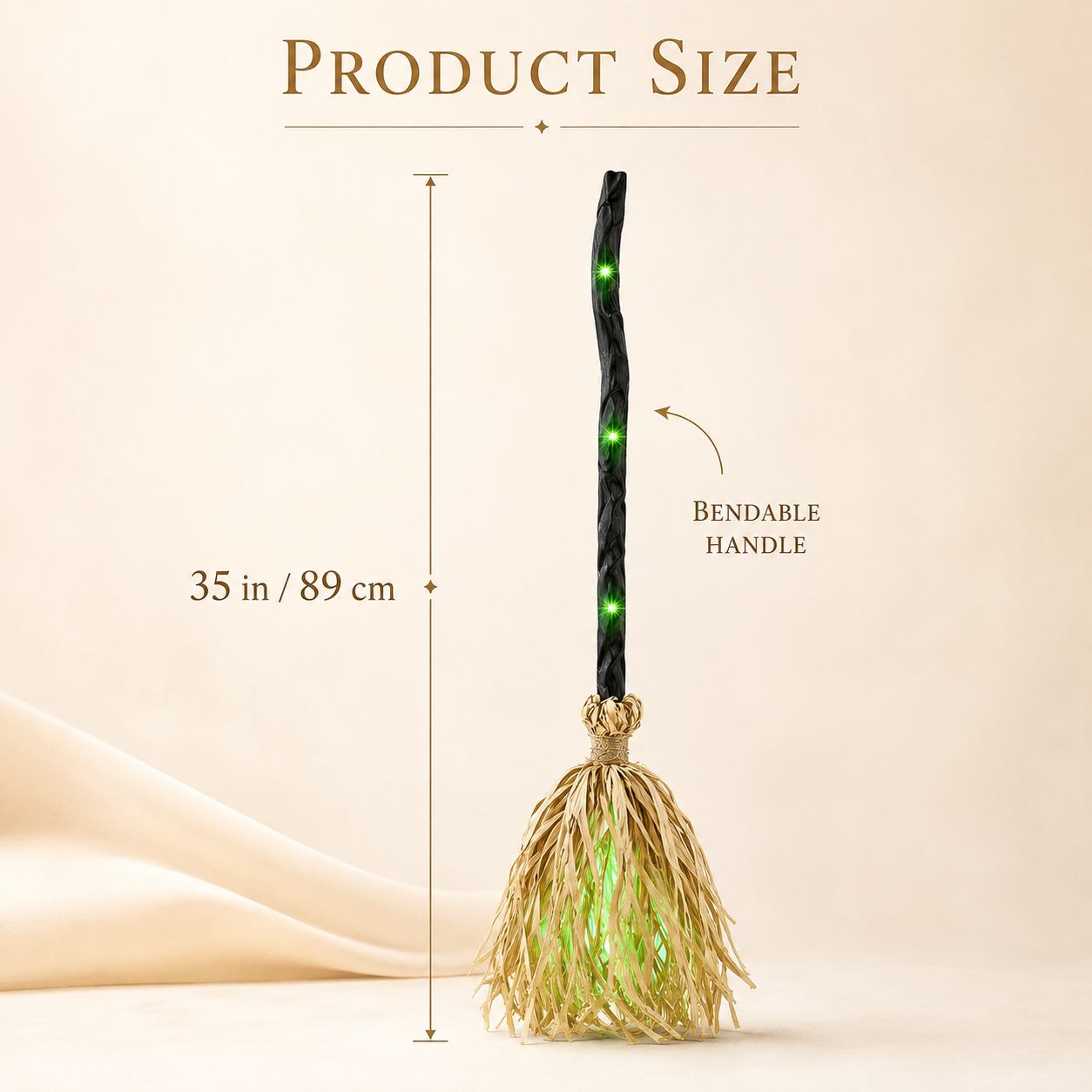 Christmas Decoration: Witch's Broom | Movable, voice/touch controlled, glowing, emits eerie sound effects, dances.