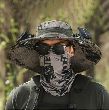 🔥Father's Day Sale 49% OFF - Wide Brim Solar Fan Outdoor Fishing Hat-Solar & USB Charging