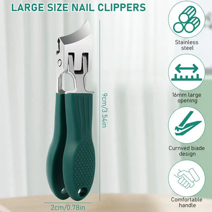 3-Piece Wide-Mouth Splash-Proof Angled Nail Clippers