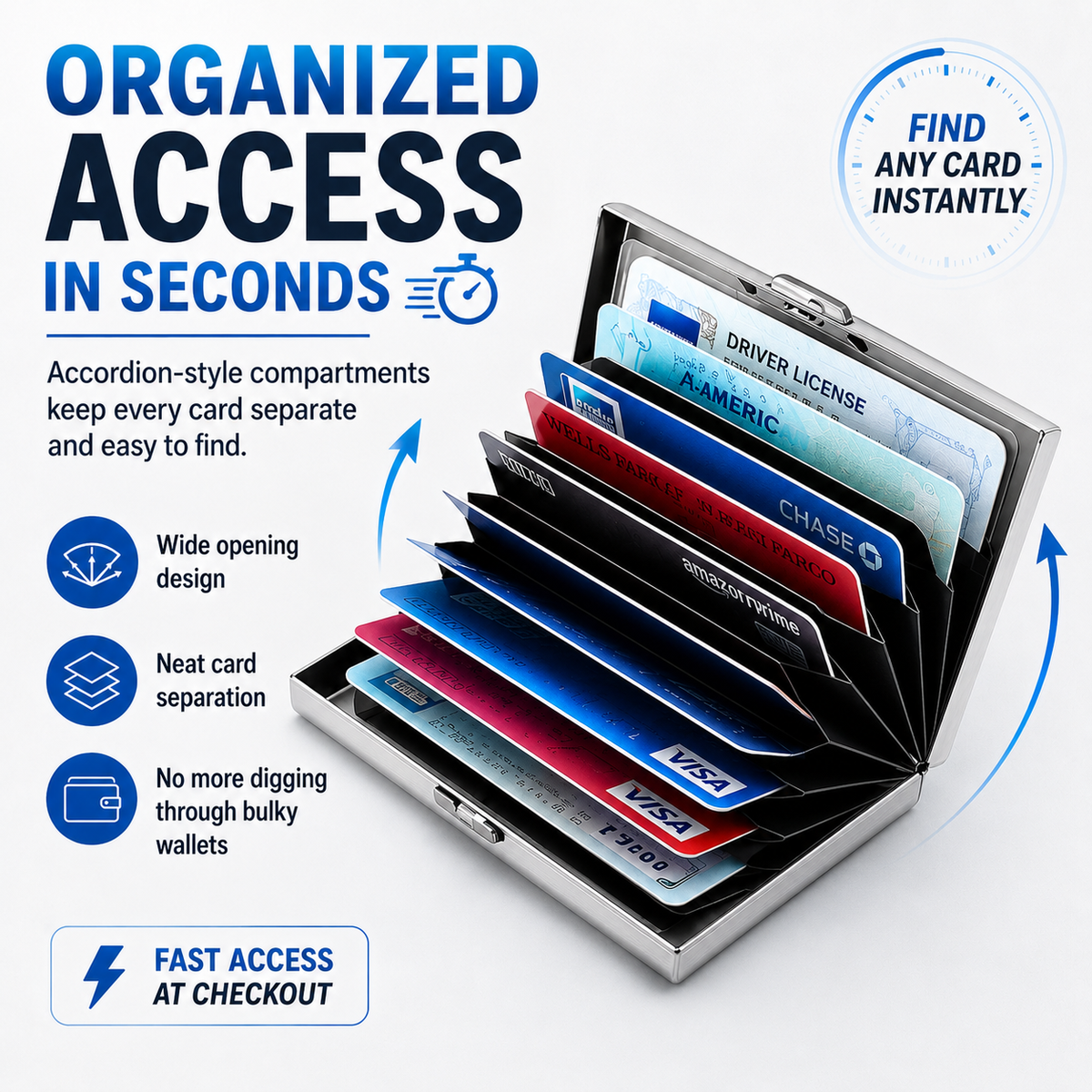 🛡️ RFID Blocking Metal Card Holder – Slim Stainless Steel Wallet ⚡