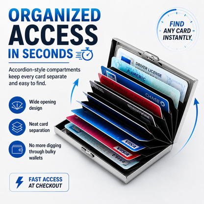 🛡️ RFID Blocking Metal Card Holder – Slim Stainless Steel Wallet ⚡