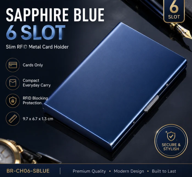 🛡️ RFID Blocking Metal Card Holder – Slim Stainless Steel Wallet ⚡