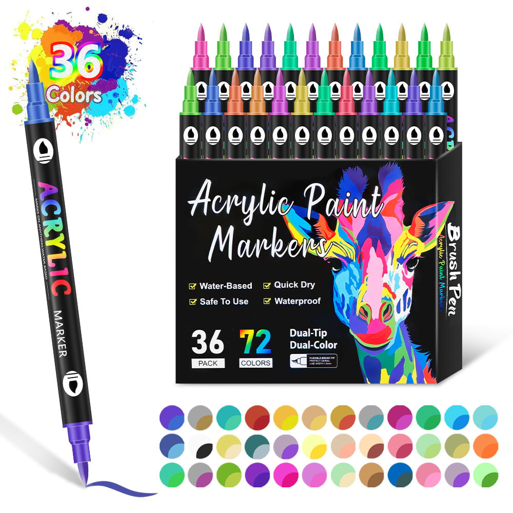 🔥Promotion-49%OFF - Dual Tip Acrylic Paint Pen Marker - 24/48/72 Colours