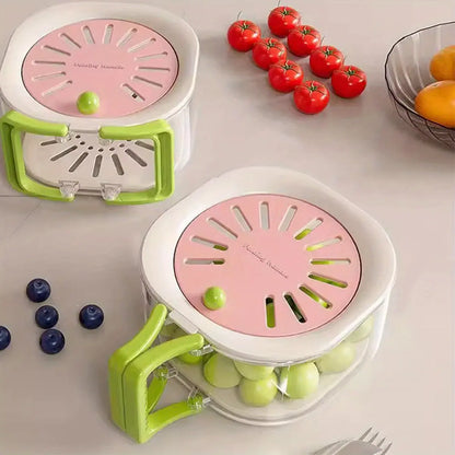 🍓 2-in-1 Fruit Wash & Storage Basket with Lid – Rinse, Drain & Keep Fresh