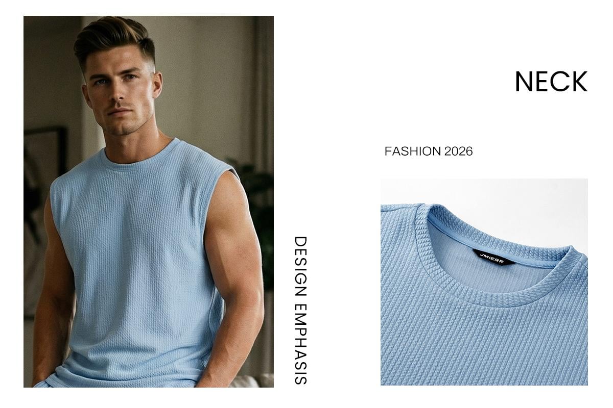 ⚡Hot Sales 49% OFF🔥Men's 2 Piece Rib Knit Sweatsuit Summer Sleeveless Tank Top Baggy Wide Leg Pants Set