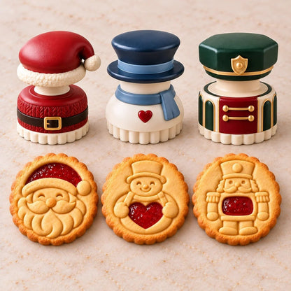 Christmas Jam Cookie Press – Festive Character Handles & Embossed Designs