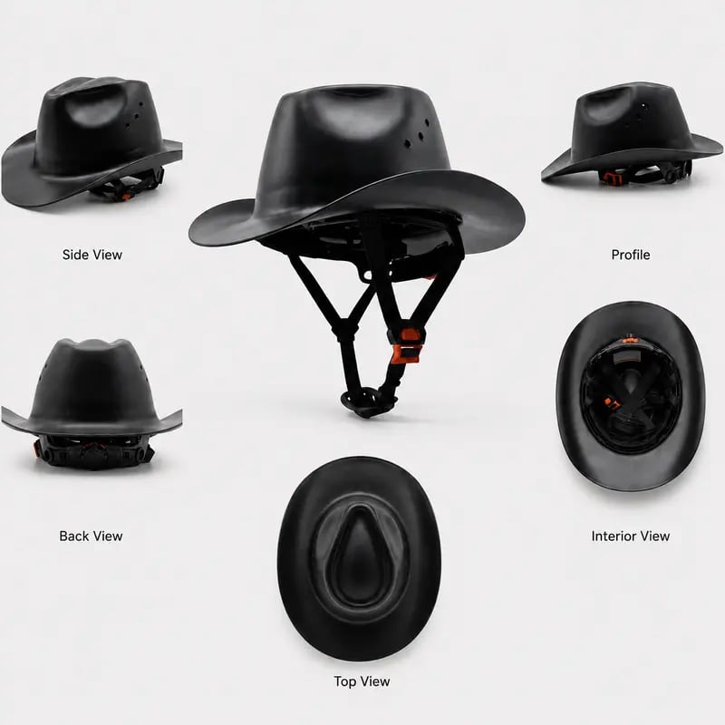 💯 Western Cowboy Hard Hat, Vented Wide Brim Safety Helmet for Construction & Ranch Workers