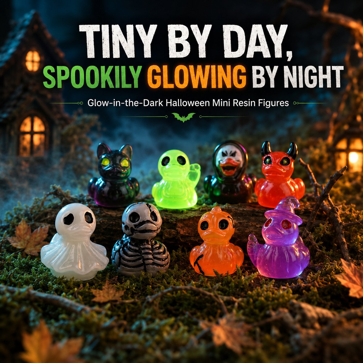 🔥Last Day 50% OFF - 🎃 20PCS Glow-In-Dark Tiny Spooky Resin Decorations