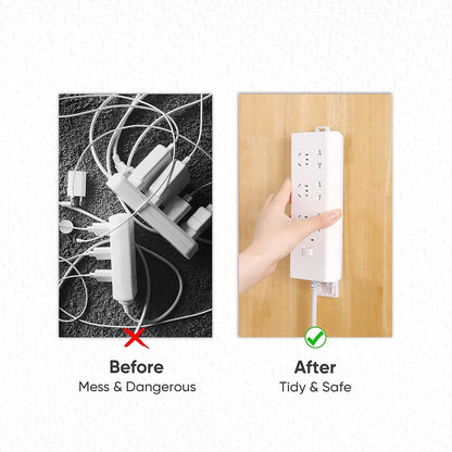 🔥Adhesive Socket Holder – Punch-Free Wall Mount with Cable Organizer Clips