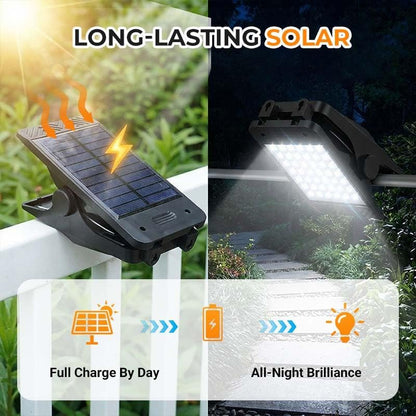 ☀️ Solar Clip Light with Motion Sensor – 2-Pack, 3 Modes, Waterproof Outdoor Light for Fence, Patio, Camping & Garage