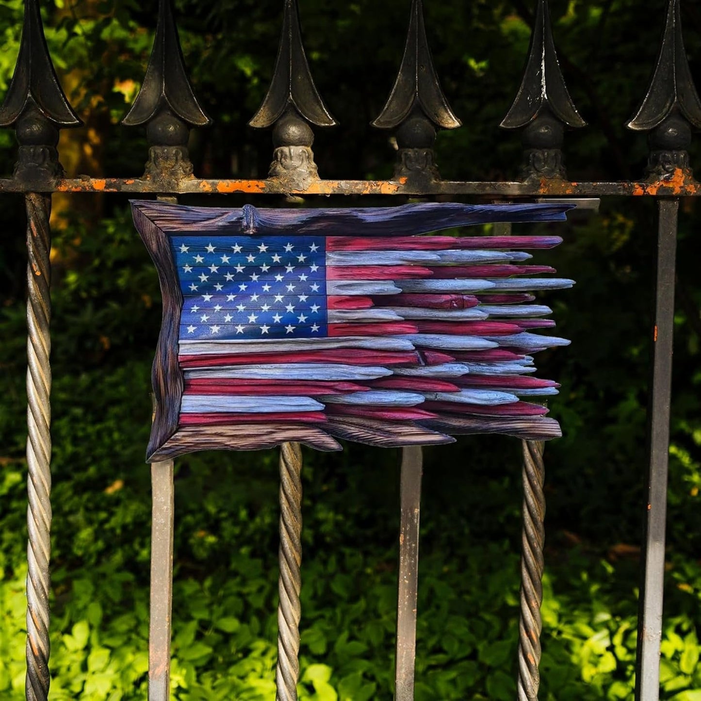 "The Battle Worn" Flag,3D Iron Patriotic Tattered Great of Honor Office Wall Art Decoration, Indoor Outdoor Yard Farmhouse Patio for Patriots Family Friends Soldiers.