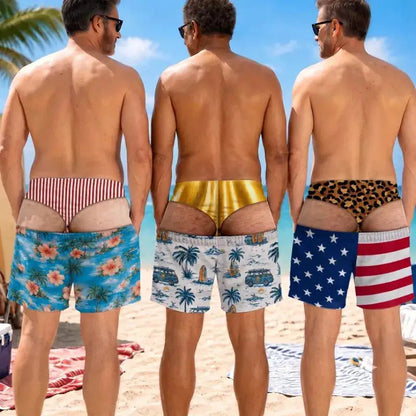 Funny Patriotic Men’s Swim Trunks – Freedom & Chill Summer Beach Shorts 🏖️