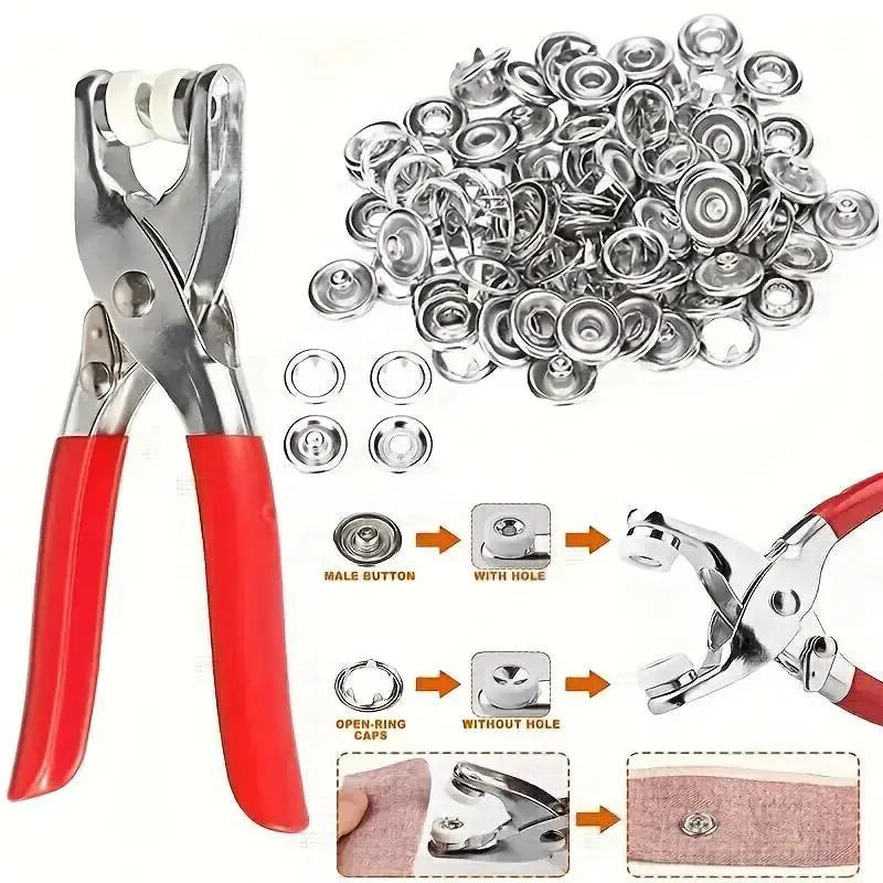 🔥HOT SALE 49% OFF✨100 pcs Invisible Colored Metal Buckle & Manual Pressure Pliers Kit