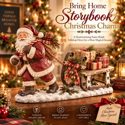 🎁 Santa’s Christmas Sleigh Farmhouse Table Decor