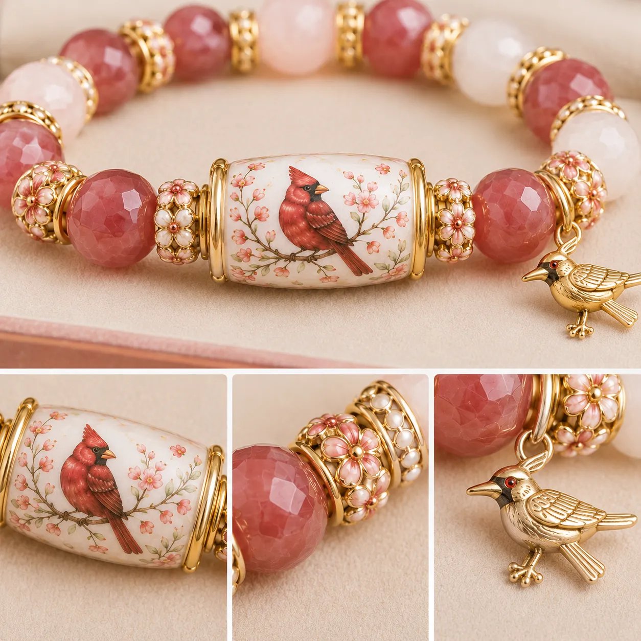 ❤ Cardinal Remembrance Bracelet – Meaningful Red Bead Keepsake Gift