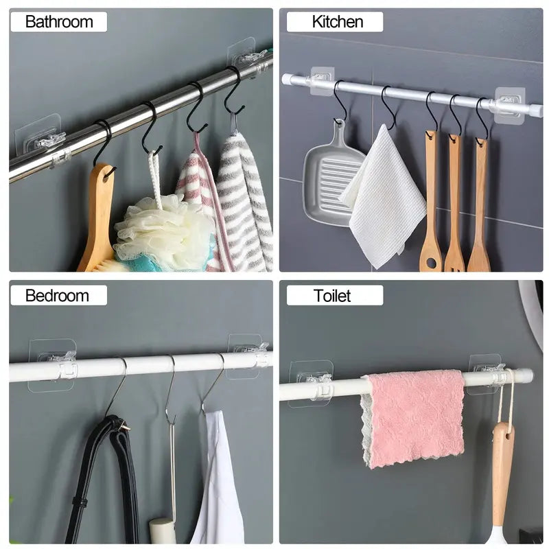 A set of 8PCS Curtain Rod Brackets with Clips-Multifunctional Adjustable Hook🪟