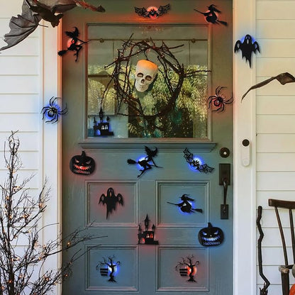 16 Pcs LED Halloween Wall Stickers | Spooky Red & Blue Decor
