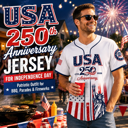 USA 250th Anniversary Baseball Jersey 1776–2026 Patriotic Shirt