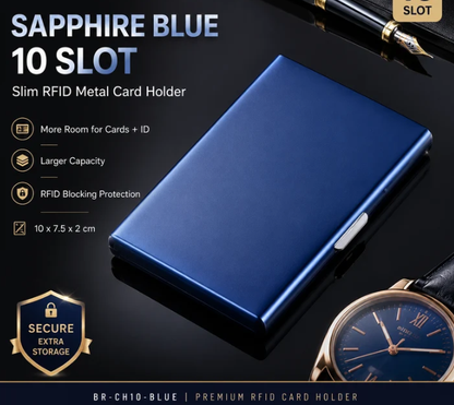 🛡️ RFID Blocking Metal Card Holder – Slim Stainless Steel Wallet ⚡