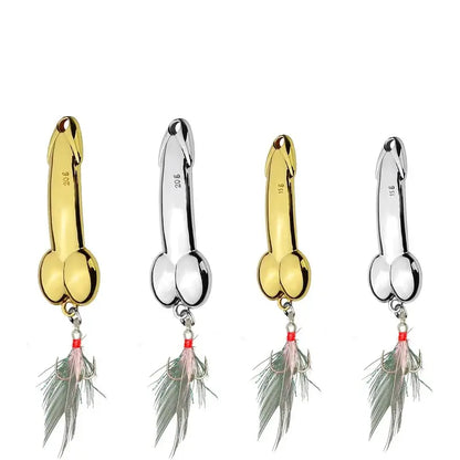 4-Piece Fun Fishing Lure Set: Topwater metal casting lures featuring sharp treble hooks, suitable for bass, trout, and predatory fish.