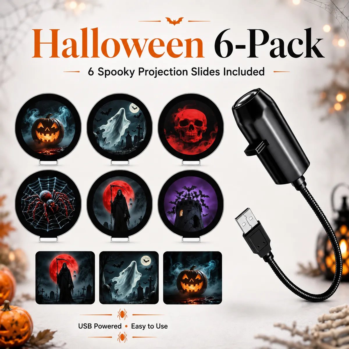 🎄👻 ✨Plug & Play HD Holiday Projector for Christmas & Halloween Decor