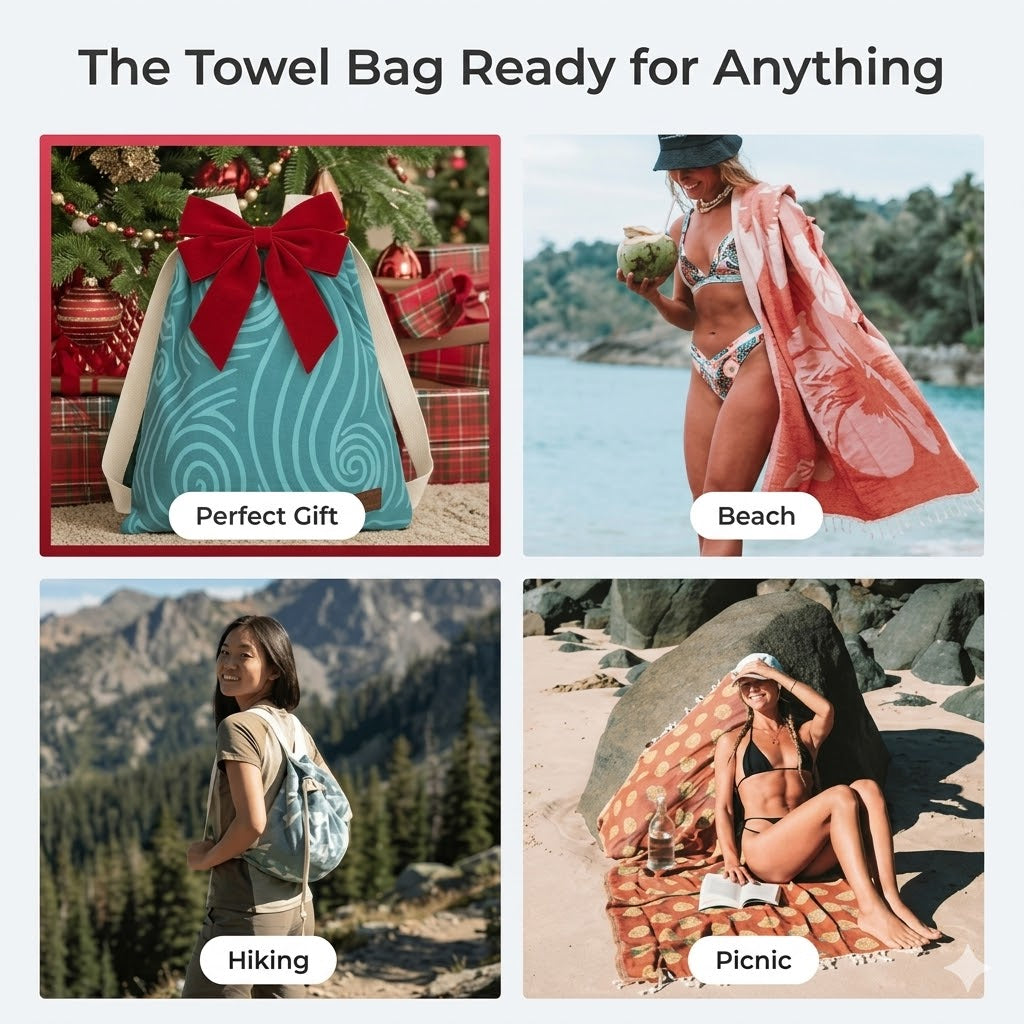 2-in-1 Sand-Free Towel Backpack | 100% Organic Cotton