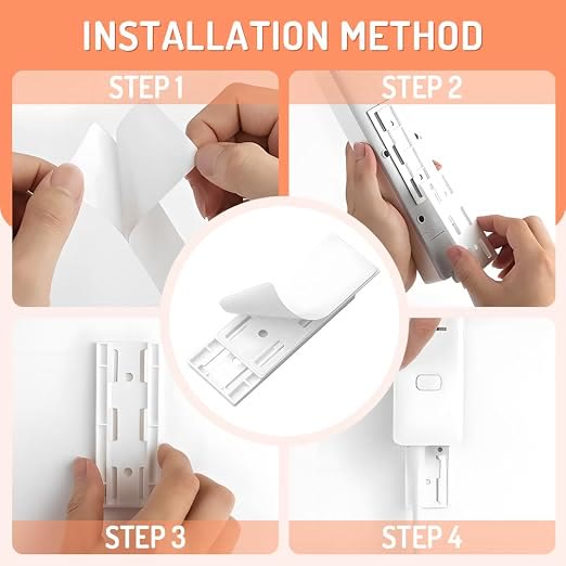 🔥Adhesive Socket Holder – Punch-Free Wall Mount with Cable Organizer Clips