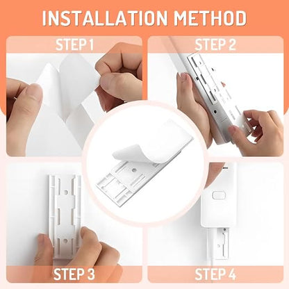🔥Adhesive Socket Holder – Punch-Free Wall Mount with Cable Organizer Clips
