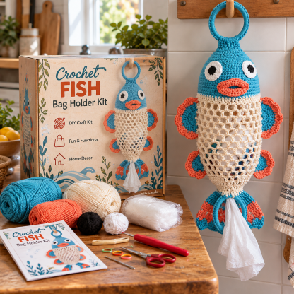 🧶Crochet Animal Bag Holder DIY Kit – Cute & Functional Hanging Storage Craft Kit🏡