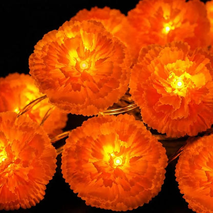 🌼🎃Artificial Marigold Flower LED String Lights