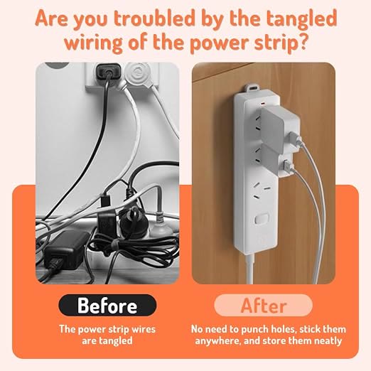🔥Adhesive Socket Holder – Punch-Free Wall Mount with Cable Organizer Clips