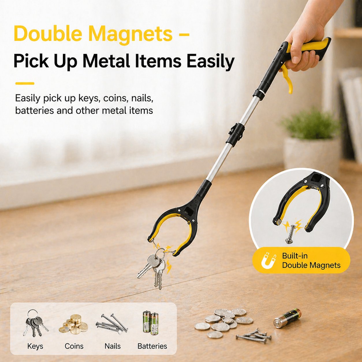 📚 Sale 49% OFF 43" Extra Long Grabber Reacher Tool – Heavy Duty with 360° Rotating Jaw & Magnets