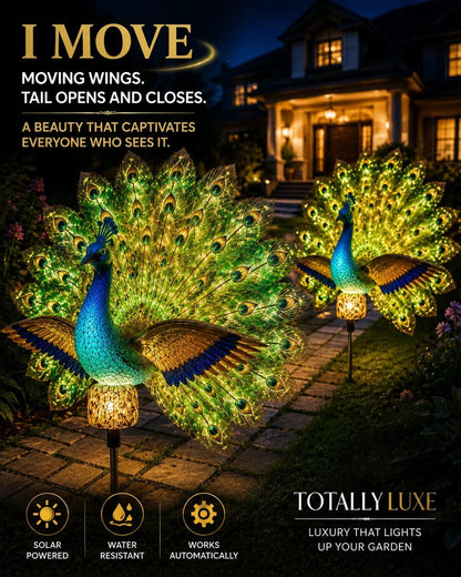 Solar Peacock Garden Sculpture