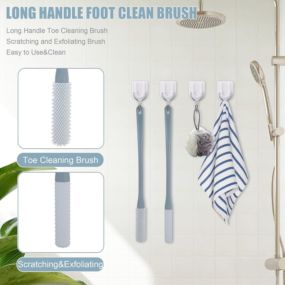 🦶 Long-Handle Toe Gap Cleaning Brush – Soft Exfoliating Foot Scrubber 🧼