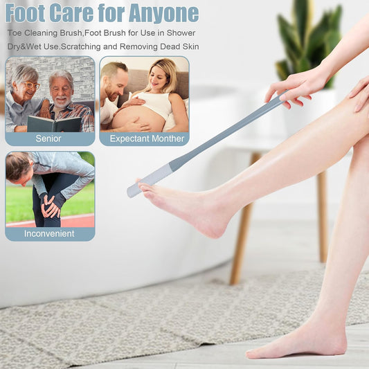 🦶 Long-Handle Toe Gap Cleaning Brush – Soft Exfoliating Foot Scrubber 🧼