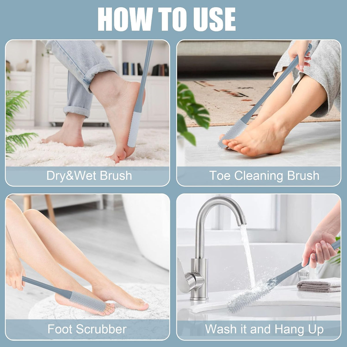 🦶 Long-Handle Toe Gap Cleaning Brush – Soft Exfoliating Foot Scrubber 🧼