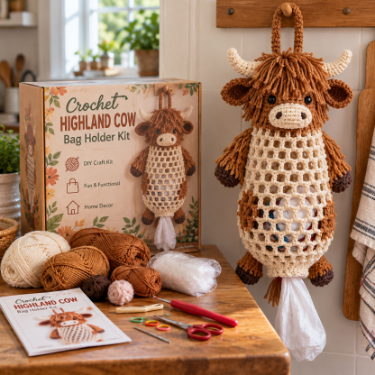 🧶Crochet Animal Bag Holder DIY Kit – Cute & Functional Hanging Storage Craft Kit🏡