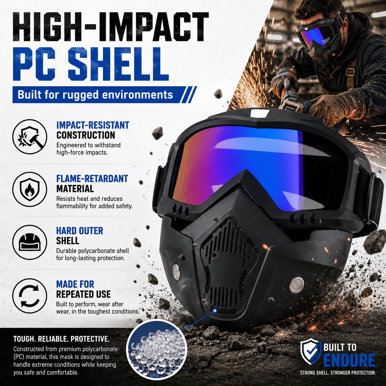 🤿 Auto-Darkening All-Terrain Safety Mask | Anti-Fog & Dustproof All-in-One Shield