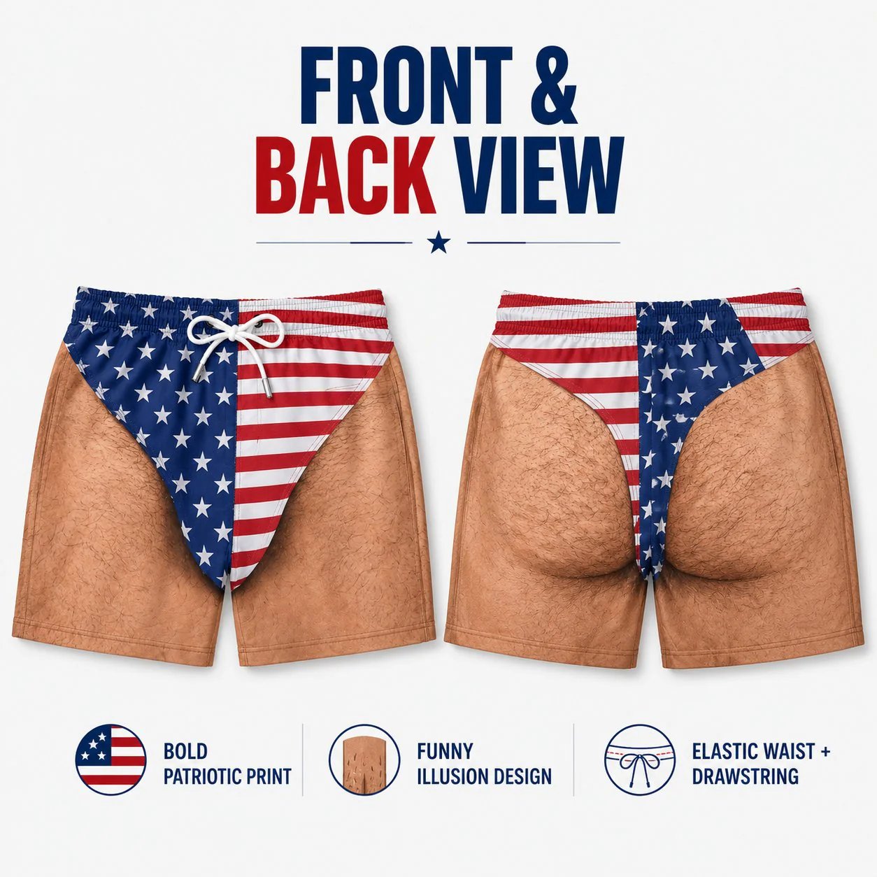 Funny Patriotic Men’s Swim Trunks – Freedom & Chill Summer Beach Shorts 🏖️