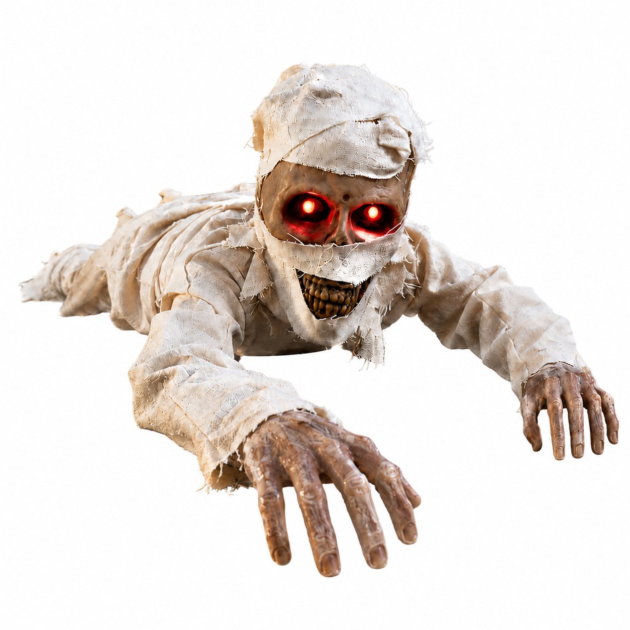 🧟 Animated Crawling Mummy Halloween Prop – Sound-Activated Scare With Red Eyes 🎃